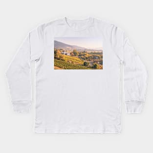 Autumn Sunset View of Vineyards - Naramata Bench Kids Long Sleeve T-Shirt